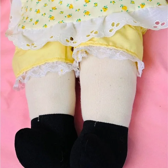 Handmade Yellow Rag Doll with Heart Apron - Picture 3 of 6